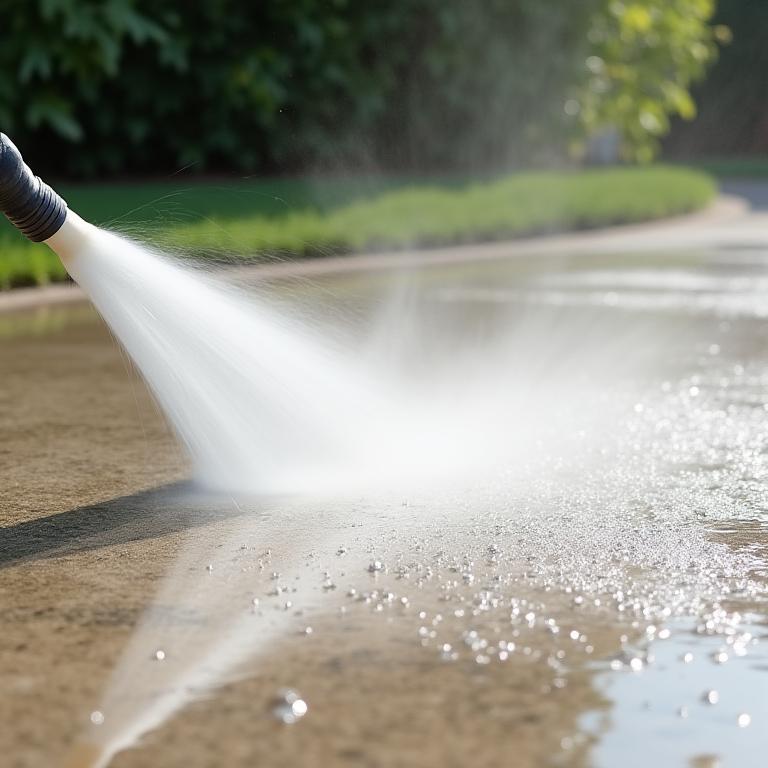 Pressure washer cleaning a patio